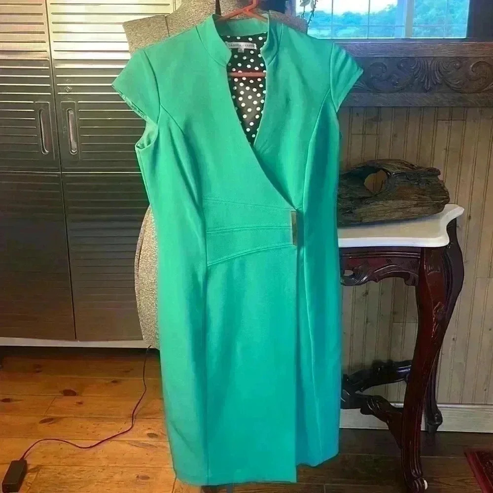 Sandra Darren Women’s size 6 beautiful green summer dress.